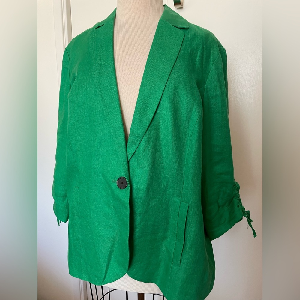 Kelly Green Linen Blazer Jacket